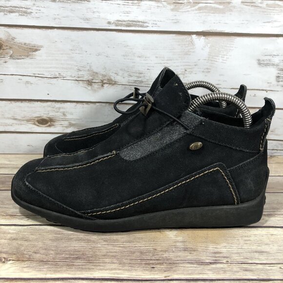 Tecnica Cowhide Leather Ankle Boots Womens Size 8.5  Drawstring Black Slip On - Picture 3 of 11